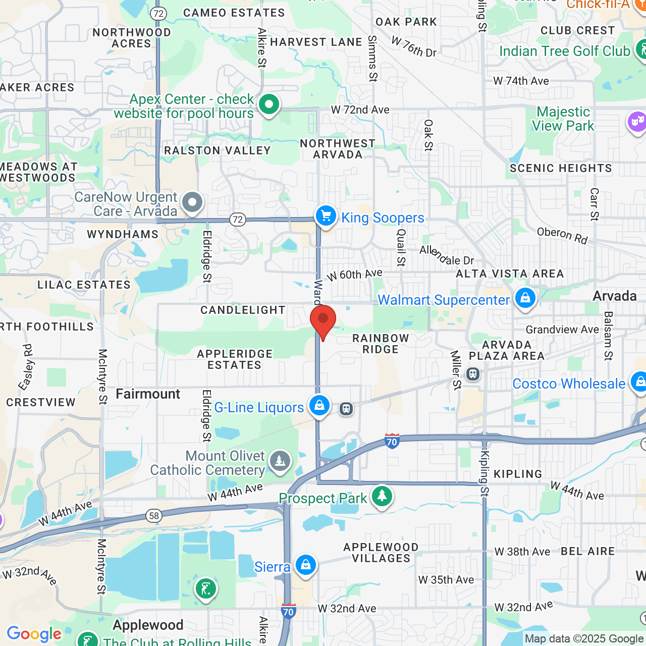 Google map image of our location in 5610 Ward Rd Arvada, CO